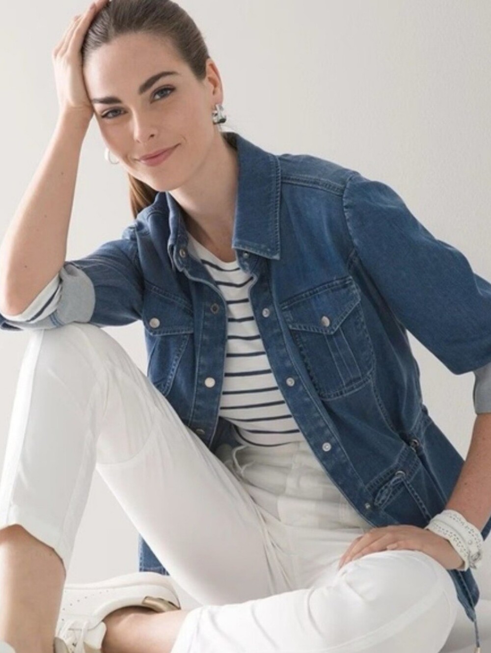 WHBM Drawstring Tencel Denim Jacket|Size M